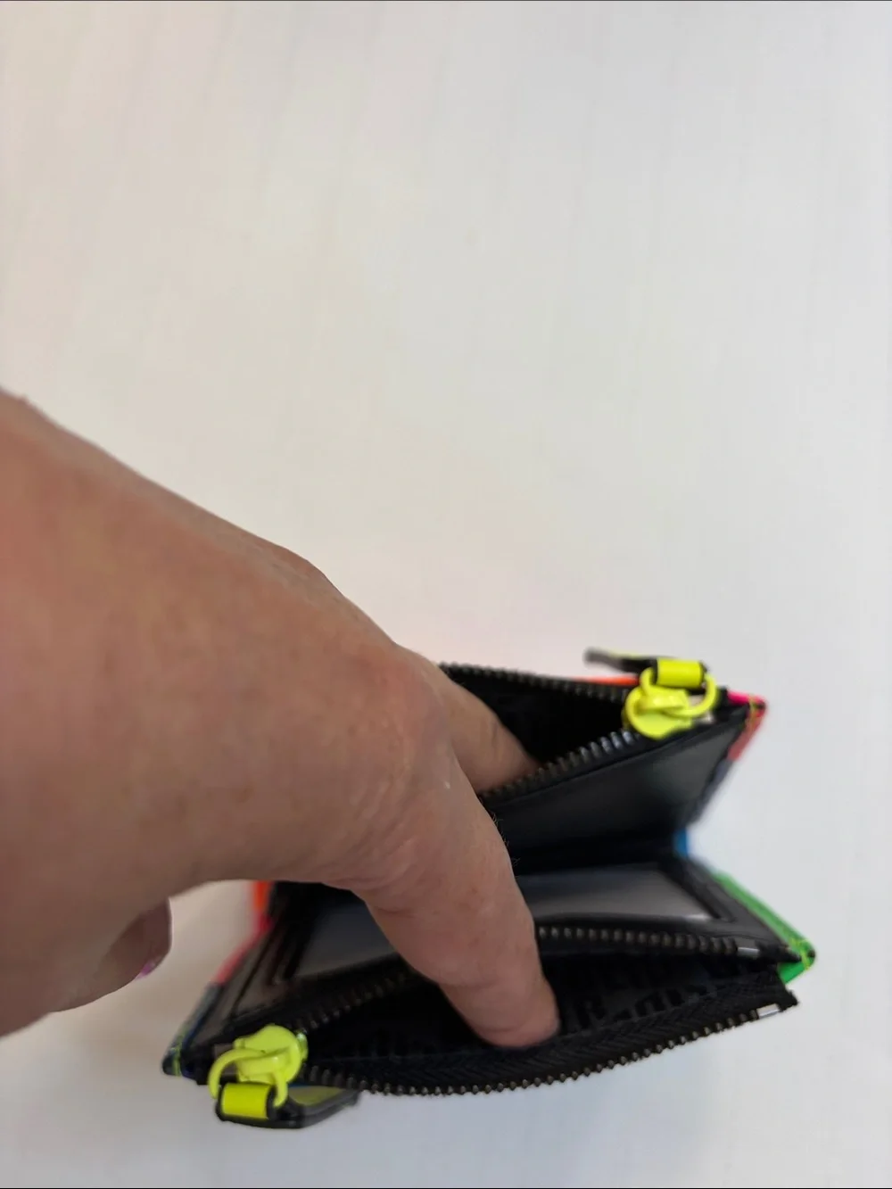 Kurt Geiger Neon Colorblock Leather Zip Card Pouch